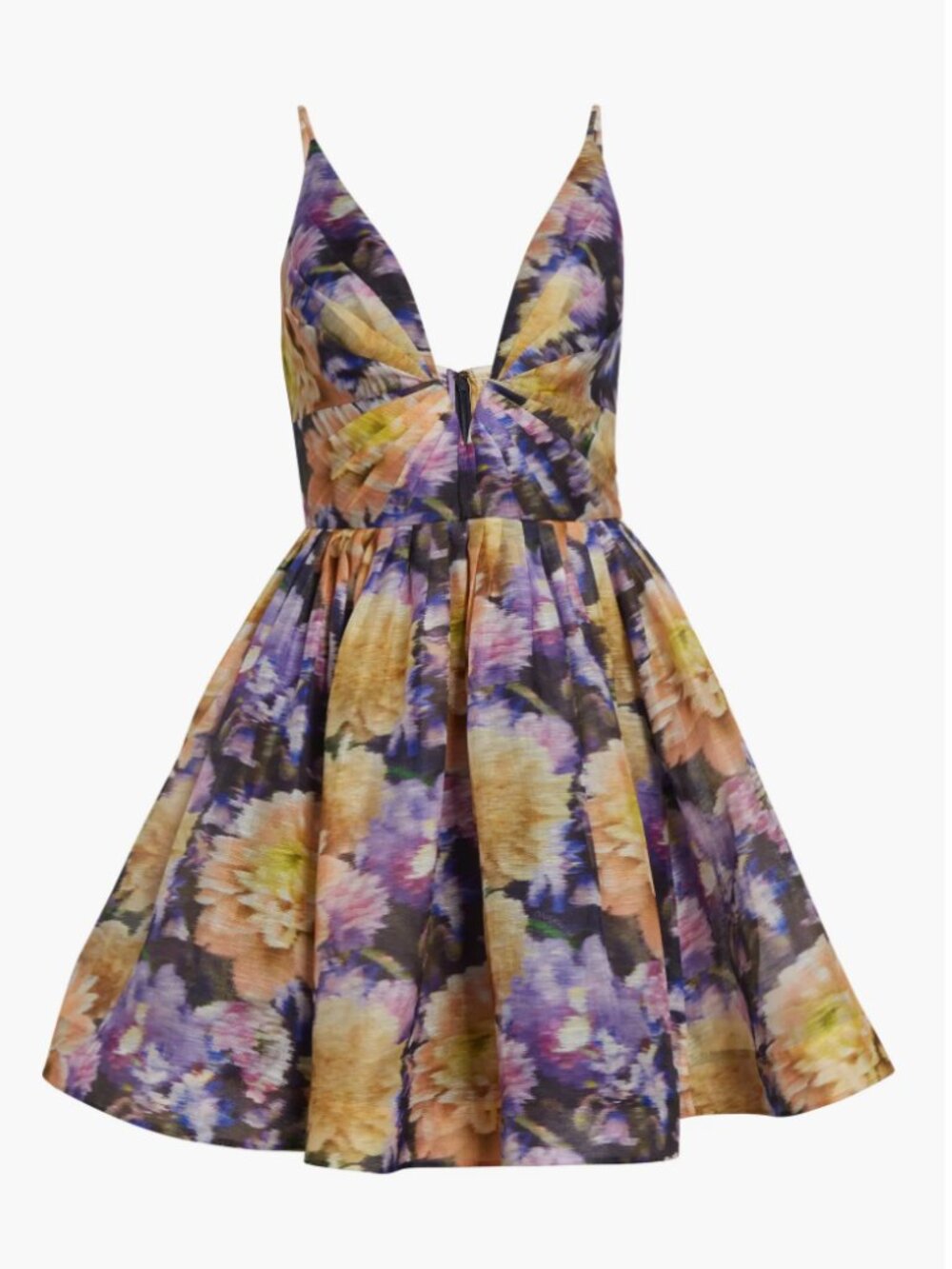 Zimmermann Luna Floral Linen-Silk Fit-&-Flare Minidress